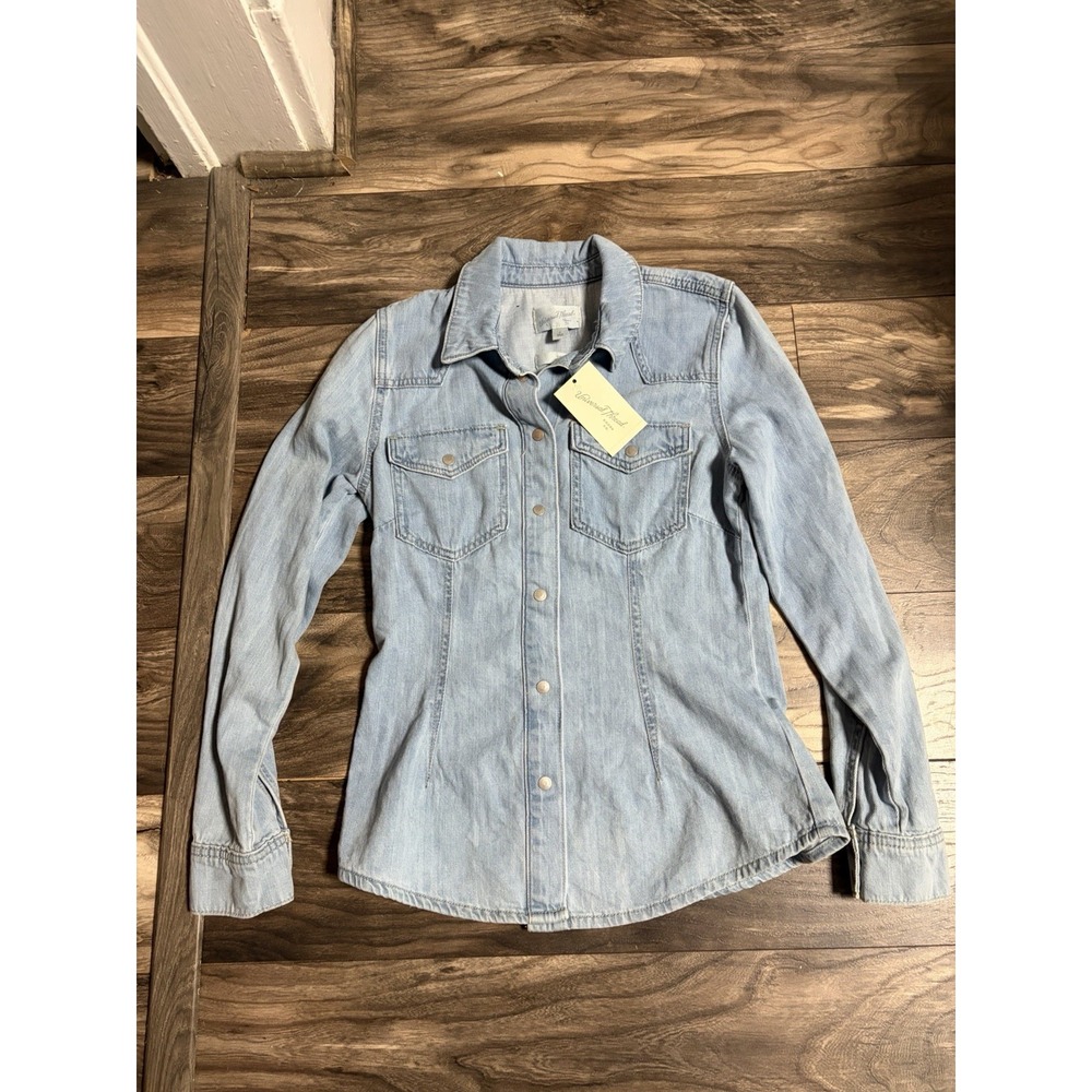 NWT Women Denim Western Button-Down Shirt Slim Fit Size 6 - Universal Thread 672